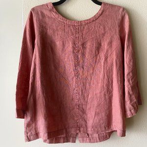 Nicole Miller Button Back Top 100% Linen